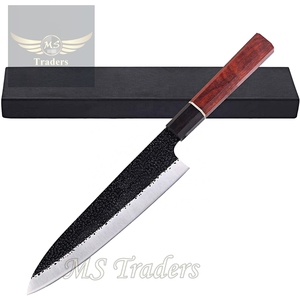 Tùy Chỉnh Handmade Chuyên Nghiệp Nhà Bếp Carbon Cao Đầu Bếp Dao Với Da Vỏ Bọc Bìa - Product Image 1