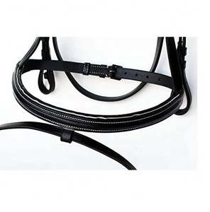 Bridon de cheval en cuir cousu de style classique italien, ajustement confortable, équipement d'équitation élégant pour les spectacles - Product Image 2
