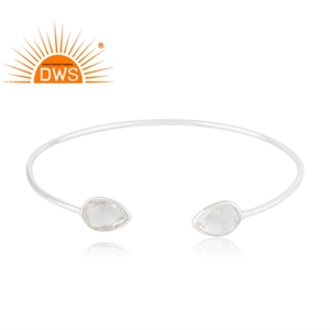 Brazalete de Plata de Ley 925 con gema de cristal Natural, joyería fina - Product Image 3