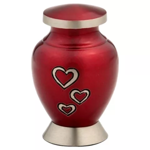 Urna de estilo europeo antiguo rojo real, jarrón de cremación de latón metálico grabado para cenizas funerarias de mascotas, almacenamiento conmemorativo - Product Image 4