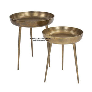 Grande Table d'appoint moderne en aluminium finition argent dernière conception Table basse avec plateau plat rond - Product Image 2