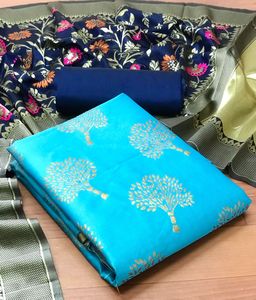 Trading Banarasi Silk Tree Pattern Sutits et Hevy Silk Bottam avec Jacquard Flower Design Duptta par Royal Export - Product Image 6