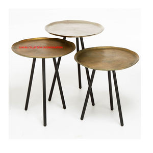 Luxury Modern Coffee <b>Nesting</b> <b>Table</b> With Metal Top Set of <b>3</b> on Hot Sale - Product Image 1
