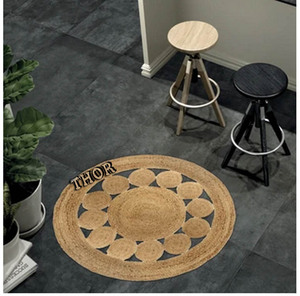 Tapis en jute pour salon intérieur, tapis fait main antidérapant, style moderne, 90 cm, 50 couleurs, pour se tenir debout, lire, chambre à coucher, bureau, décoration de la maison - Product Image 4