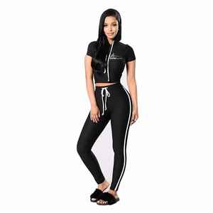 Best Quality Women's Tracksuits With Stripes Design Black Color With Customized Logo - Product Image 1
