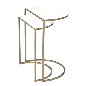 Home Decor Centerpiece Coffee <b>Table</b> Gold Plated Shiny Polished Metal Iron Wire Base With Marble Top <b>Round</b> Shape Coffee <b>Table</b> - Product Image 5