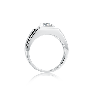 1캐럿 6.5mm 라운드 모이사나이트 시그넷 링 925 실버 파베 클로 세팅 14K 18K 골드 로듐 도금 클래식 남녀공용 웨딩 선물 - Product Image 3