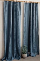 Rideaux tissés en lin bleu faits à la main pour la décoration de fenêtre royale Lin pur avec aspect de luxe pour le salon