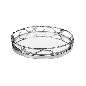 Plateau de service en métal et en verre pour chocolats avec plateau de service de forme ronde de la plus grande qualité pour la maison et les hôtels - Product Image 2