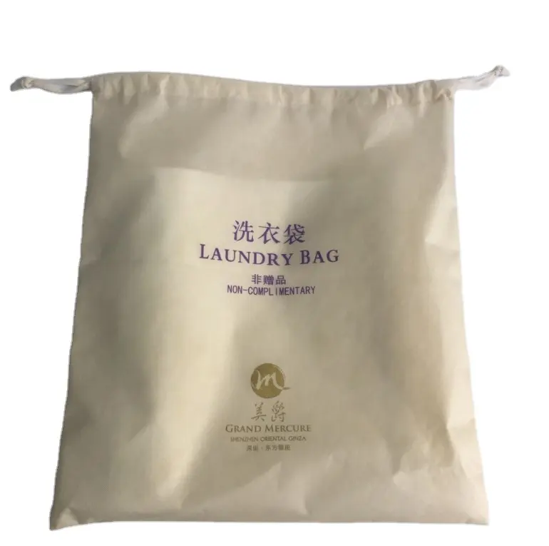 Hospitality 35*50CM 40G Hotel Laundry Bags Non-woven Heavy Duty Laundry Bag Drawstring Travel Dirty Clothes Bag