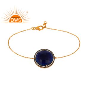 Bracelet en corindon bleu naturel avec pierres précieuses, livraison gratuite, en or, argent Sterling 925, vente en gros - Product Image 1