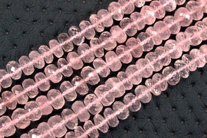 Cuentas Rondelle facetadas de cuarzo rosa Natural de 1 hebra de alta calidad, 7-7,5mm, brillantes para DIY pulsera, collar, fabricación de joyas rosas - Product Image 4