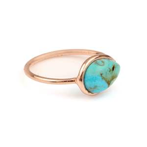 ATPGRGR 10x14mm Natural Arizona turquesa piedra preciosa bisel anillo plata esterlina fina pera eternidad apilamiento anillo rodio clásico - Product Image 5