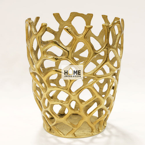 Soportes de Hurricane de diseñador de oro, decoración de vestíbulo de Metal y vidrio - Product Image 5