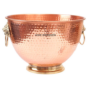 Modern Decorative Craft Copper Antique Metal Wine Bucket Luxury Hammered Metal Wine <b>Chillers</b> Ice Bevrages Wholesale Supplier - Product Image 2