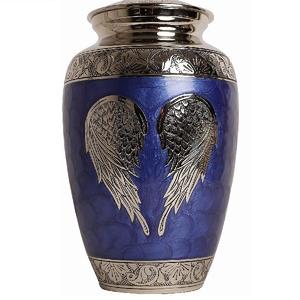 Urne de crémation en métal violet avec ailes d'ange 220 Cu maison niche urne pour cendres humaines affichage urne funéraire gravée - Product Image 3