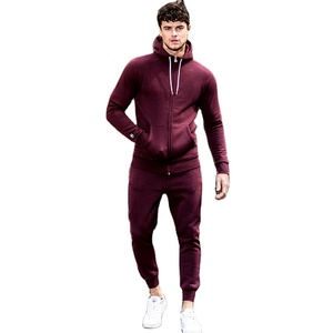 Conjunto de chándales deportivos para hombre, chándales deportivos ajustados con cremallera y Logo personalizado, 100% algodón, venta al por mayor - Product Image 5