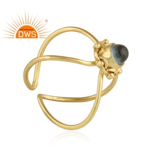 Pierre précieuse naturelle en Apatite, lot de 10 pièces, fait à la main, plaqué or jaune, argent, vente en gros - Product Image 2