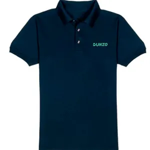 Camiseta masculina 100% de poliéster, camiseta de polo para homens com 180-190 gsm bioacabado com processo repelente de óleo e logotipo bordado