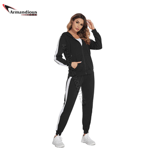 Conjuntos de chándal para mujer, bloque de Color sólido, cremallera completa, con capucha y pantalón largo, chándal de dos piezas, chándal 2024 - Product Image 5