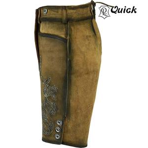 Lederhosen Bávaro de Cuero para Hombre con Bordado, Cintura Media, Cierre de Botones - Traje Tradicional Alemán Auténtico - Product Image 4