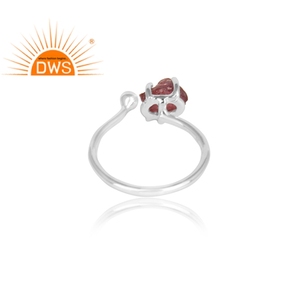 Anillo de plata de primera ley con gema de turmalina, sortija ajustable, plata esterlina, color rosa, diseño moderno - Product Image 3