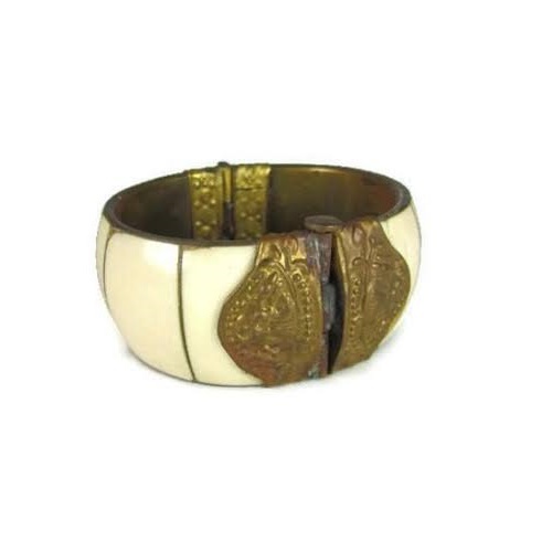 Antique Vintage Handmade Bone Cuff Bracelet Stylish Bone Bangle with Brass and Bone  Bracelet for Wholesale India
