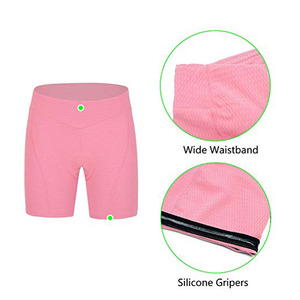 Shorts de cyclisme unisexes en polyester rose uni, extensibles, respirants et écologiques - Product Image 5