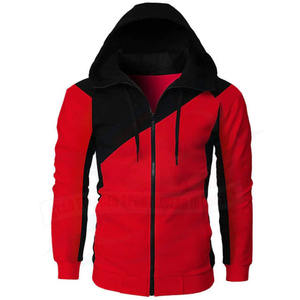 Sweat à capuche en polaire pour hommes, personnalisé, en Patchwork solide, Style étranger, vêtements - Product Image 1