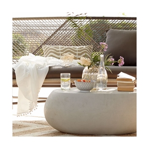 Muebles de piedra Natural personalizados para sala de estar, mesa de centro de piedra blanca, travertina redonda