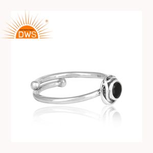 นิลสีดำธรรมชาติรอบตัด925เงินสเตอร์ลิงออกซิไดซ์แหวนเครื่องประดับผู้ค้าส่ง - Product Image 3