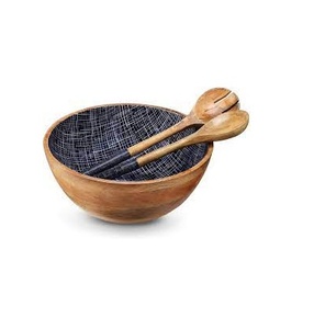 Juego de cuencos y cucharas con estampado de madera para ensalada, cuencos con estampado de madera, esmalte para gran oferta, muestra gratis del producto - Product Image 3