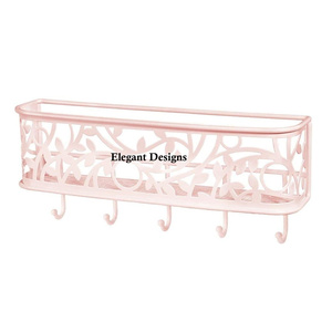 Classique élégant 7 niveaux fait à la main fantaisie fil mur panier noir poudre enduit fer panier de rangement décoratif cuisine mural - Product Image 5