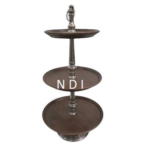 Juego de 3 soportes para pastel de cumpleaños, diseño mosaico, base redonda de metal, para fiestas de cumpleaños y otros usos. - Product Image 3