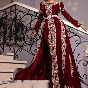 ใหม่ที่สวยงามและทันสมัยเย็บปักถักร้อย DABKA,ลูกปัดคริสตัล,หินแก้วทำงานเจ้าสาวที่มีสไตล์ CAFTAN--DRESS @ 2021 - Product Image 1