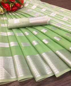 Banarasi Soie Jacquard Saree avec Chemisier Femmes Porter Dames Fête Festival Usage Quotidien Doux Coton Soie Sari En Gros Bas Prix Vêtement - Product Image 2