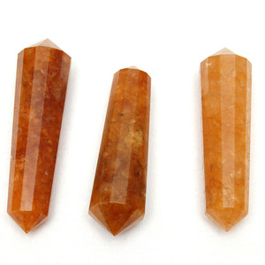 Obtenga en línea masajeador de doble punto de cuarzo Dorado: masajeador de doble punto de cuarzo Dorado a la venta punto de cristal de curación Natural - Product Image 1