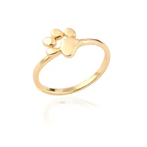 Minimalistische Ontwerp Doggy Foot Print Ring Goud Vermeil Dainty Dier Ring