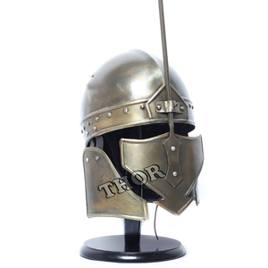 Medieval Nasal Norman Helmet Halloween Costume Viking Reenactment Armor Helmet Silver Polished W/Wooden Stand - Product Image 5