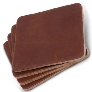 Ensemble de dessous de verres en cuir faits à la main, 6 pièces, avec ensemble de supports, dessous de verre pour boissons, tapis à tasse carré à usage domestique et cuisine - Product Image 1