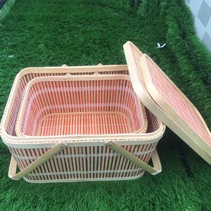 High Quality Bamboo <b>Basket</b> Natural Bamboo Lunch Box Picnic <b>Basket</b> - Product Image 4
