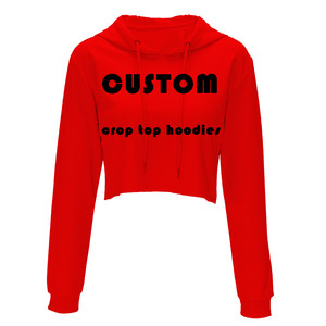 Sudadera corta de algodón 100% con Logo personalizado para mujer, ropa Sexy a la moda - Product Image 1