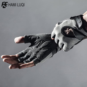Guantes antideslizantes de medio dedo para hombre, para Fitness, gimnasio, levantamiento de pesas, ejercicio - Product Image 4