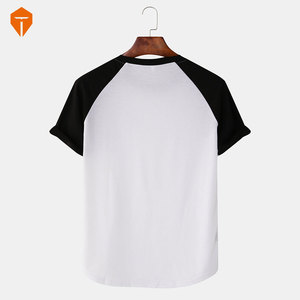 Mens Cotton Plain Lightning Patchwork Home Casual Loose T-Shirt - Product Image 5