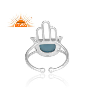 Hamas แหวนเงินแท้ดีไซน์จากธรรมชาติ,แหวนพลอยโมราสีฟ้าผู้จัดจำหน่ายเครื่องประดับ - Product Image 4