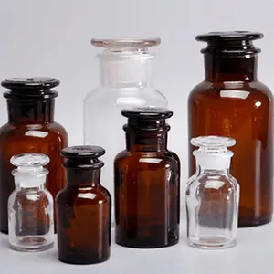 500ml 17oz 와이드 실험실 화학 브라운 앰버 유리 시약 병