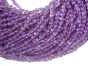 พลอยแอมเมทิสต์ธรรมชาติทรงกลมมีลูกปัด,ขนาด4มม. เกลียวยาว13นิ้วสำหรับทำเครื่องประดับ DIY - Product Image 3