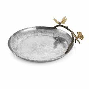Plateau décoratif en métal artisanal en forme de feuille, moderne, pour le rangement, la présentation de salades et de fruits, idéal pour la décoration de mariage - Product Image 6