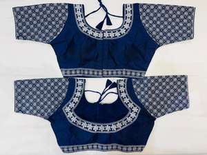 Blusa de Diseñador Lista para Usar con Tu Sari, Bordado en Plata para Bodas y Fiestas - Product Image 6