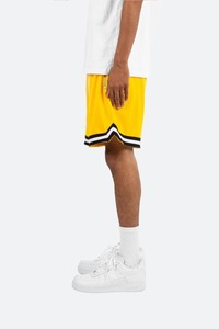 Pantalones cortos para correr para hombre de baloncesto de verano personalizados amarillo patrón sólido malla moda estilo casual al por mayor - Product Image 4